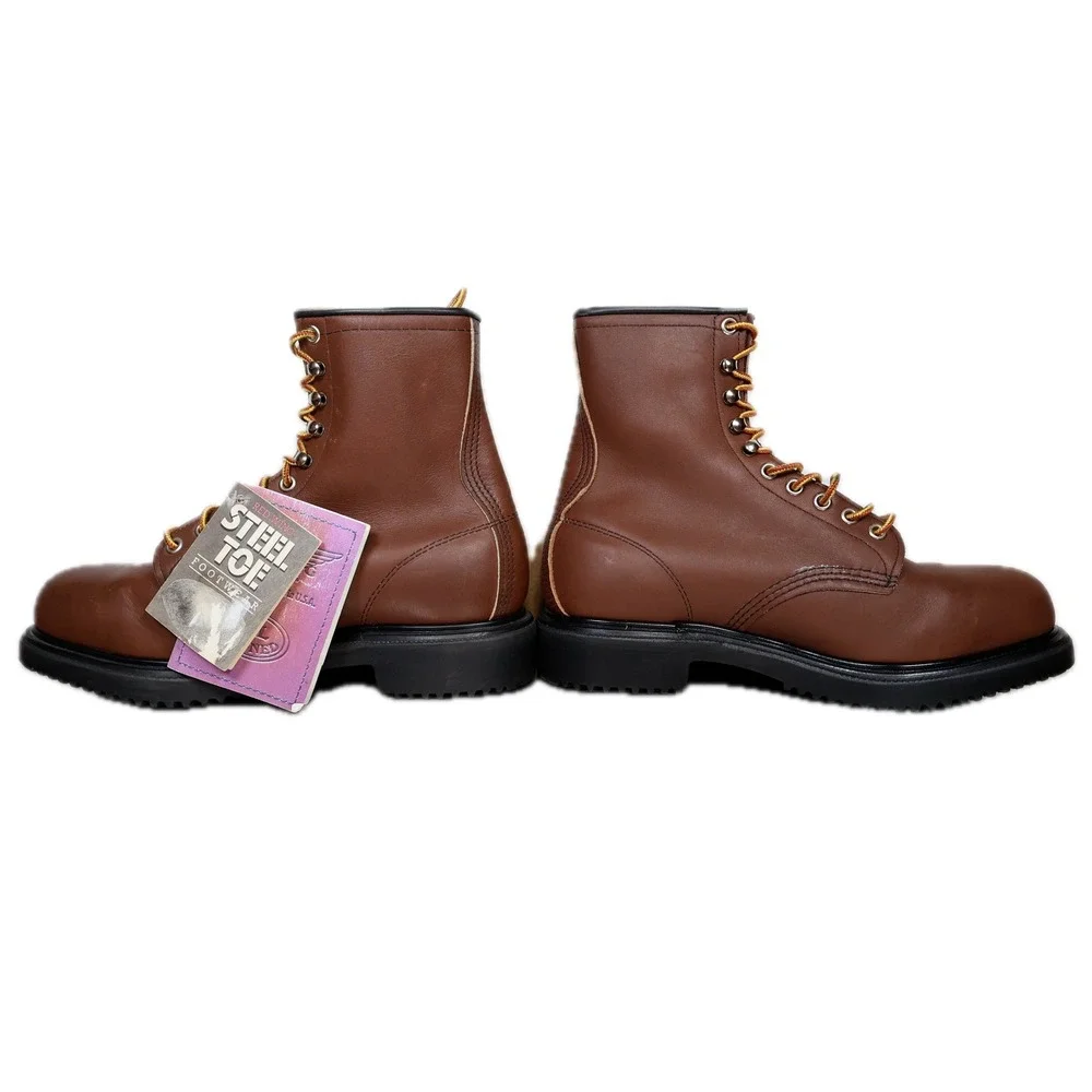 Red Wing 2233 Steel Toe Boots Mens 8 E2 Brown Leather Work Safety Made in USA